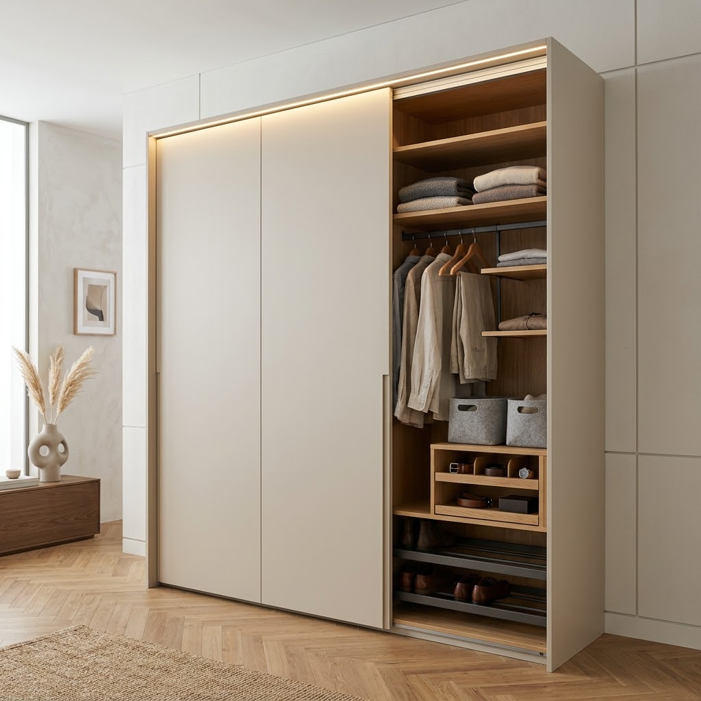 Современный шкаф-купе с подсветкой