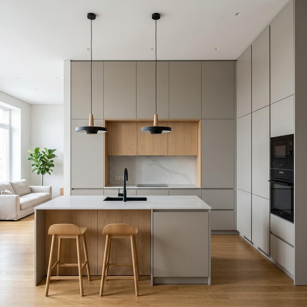 Кейс‑разбор: кухня под потолок + колонны под технику + скрытые ручки — сколько стоит и из чего складывается смета